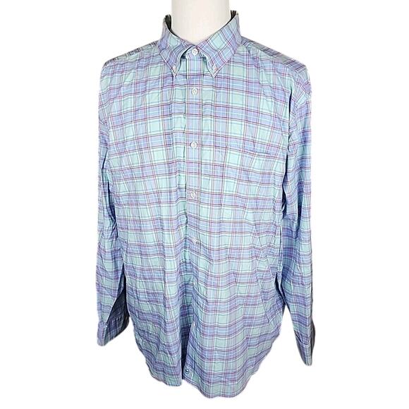Vineyard Vines Other - Vineyard Vines On The Go Shirt Men's XXL Blue Pink Plaid OTG Performance LS Brr